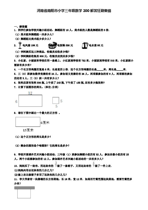 河南省南阳市小学三年级数学200解答狂刷集锦