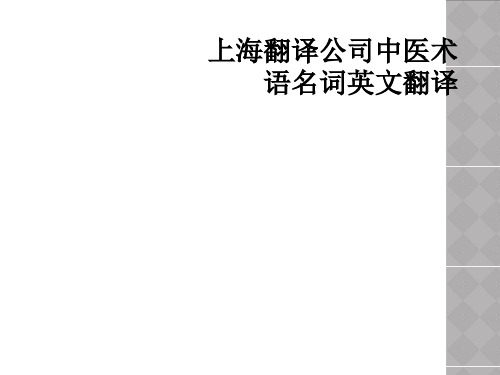 上海翻译公司中医术语名词英文翻译