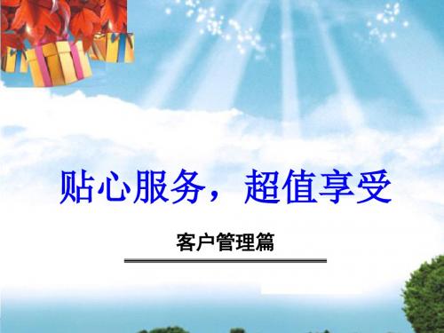 客户管理客户服务的三个层次做好基础服务附加值服务超值服务