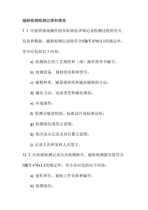 磁粉检测检测记录和报告