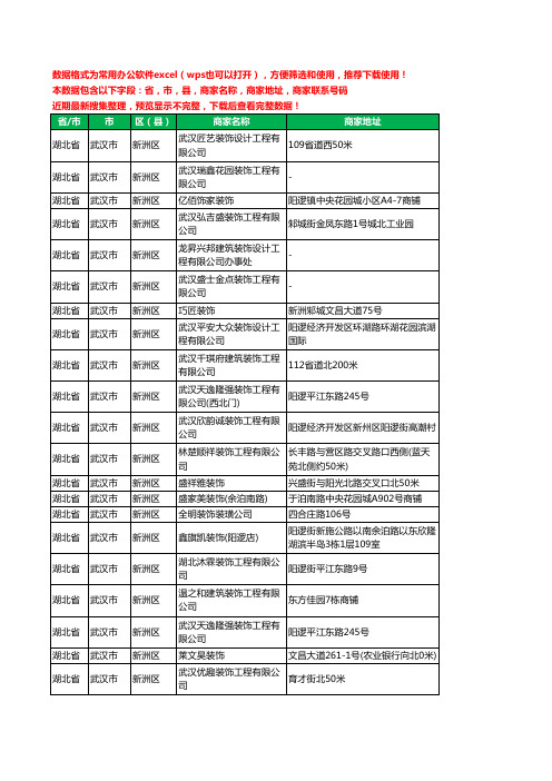 2020新版湖北省武汉市新洲区建筑装潢有限公司工商企业公司商家名录名单黄页联系电话号码地址大全35家