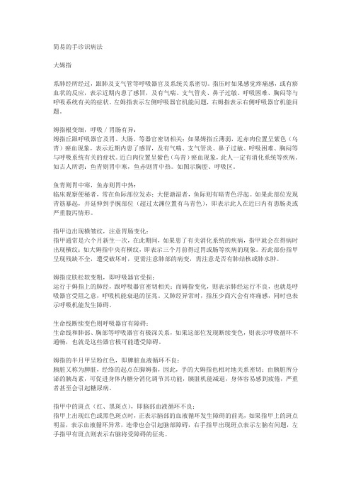 手指与脏器的联系