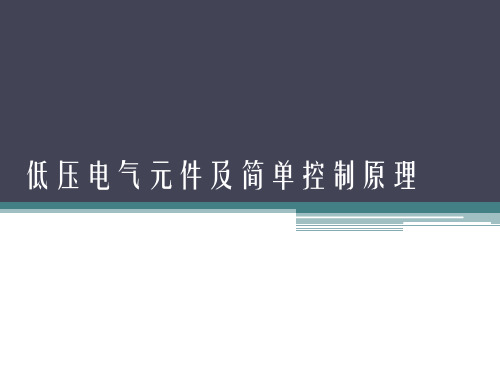 低压电器元件及简单控制原理