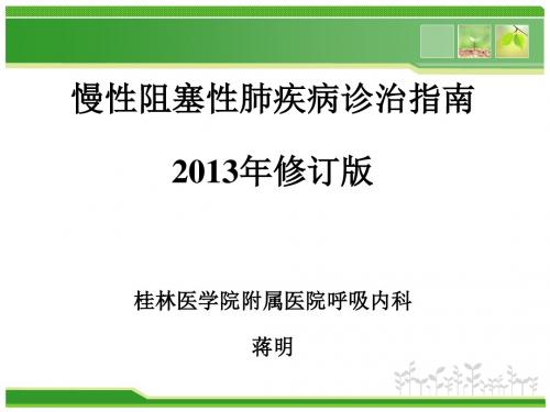 2013年修订版慢性阻塞性肺疾病诊治指南