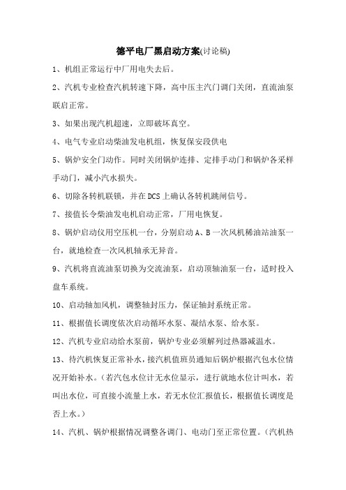 黑启动方案