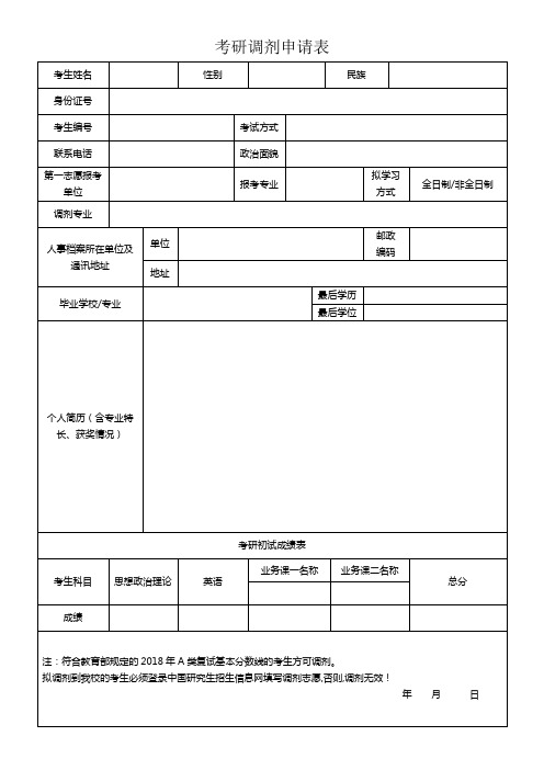 专业调剂申请表 (6)