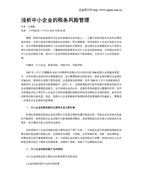 浅析中小企业的税务风险管理