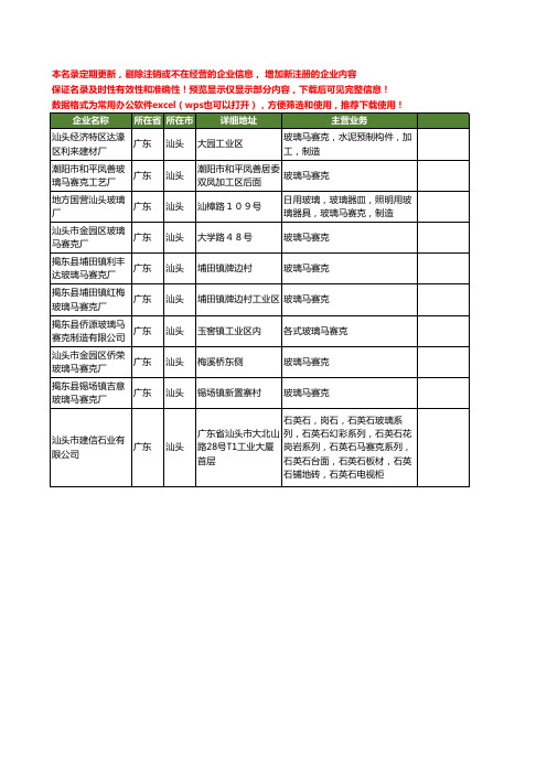新版广东省汕头玻璃马赛克工商企业公司商家名录名单联系方式大全10家
