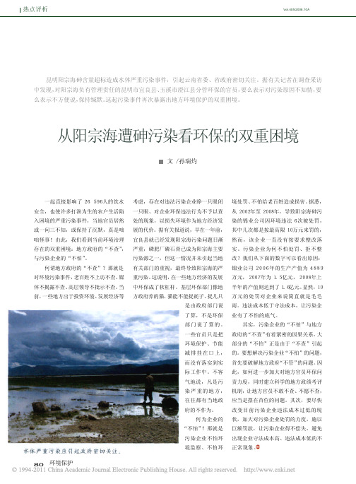 从阳宗海遭砷污染看环保的双重困境