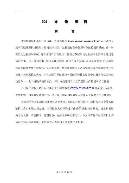 DCS操作规程