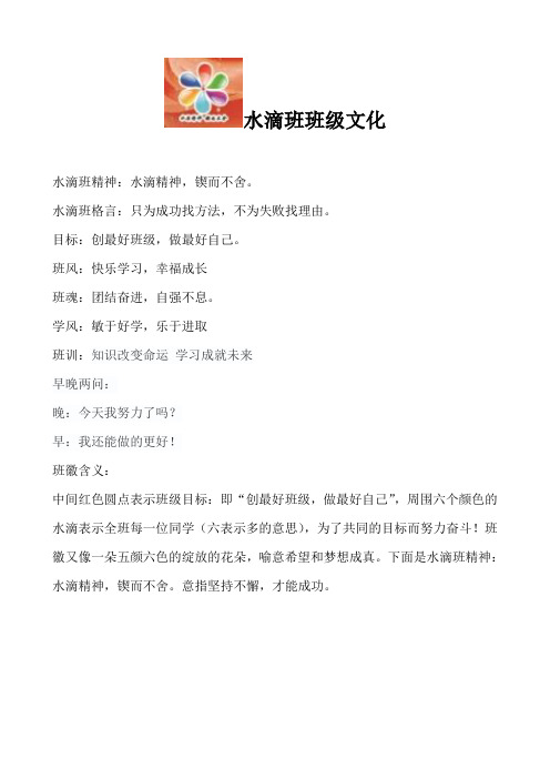 水滴班级文化 初一2班