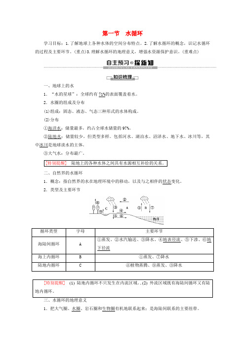 新教材高中地理第4章地球上的水第1节水循环讲义湘教版必修1