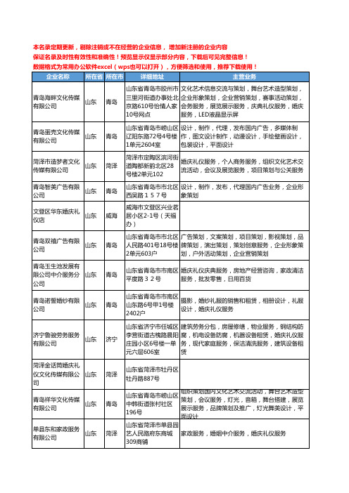 新版山东省礼仪婚庆工商企业公司商家名录名单联系方式大全288家