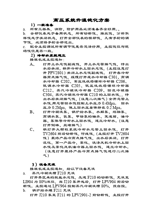 升温钝化方案