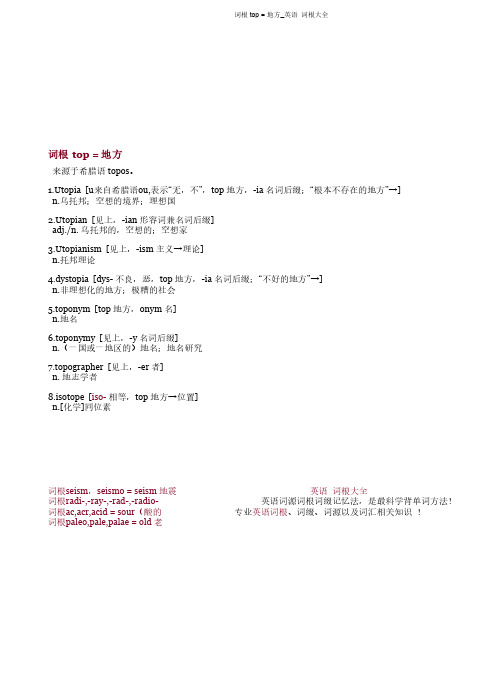 词根 top = 地方_英语词根大全