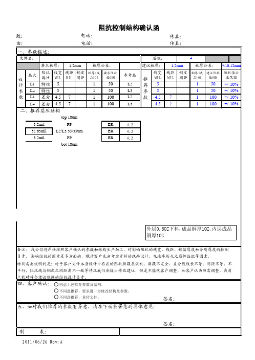 50欧姆,100欧姆板厚1.2MM4层板阻抗设计