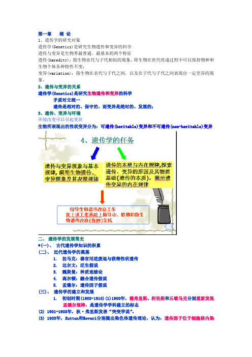 本科大学遗传学期中整理重点