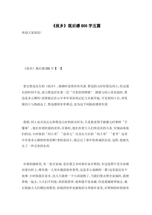 《故乡》观后感800字五篇