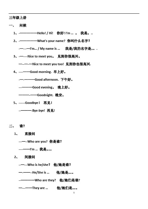 湘少版小学英语毕业总复习知识点汇总