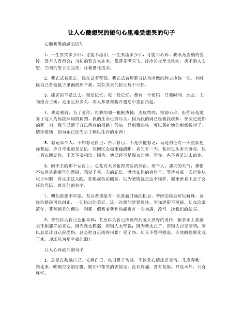 让人心酸想哭的短句心里难受想哭的句子