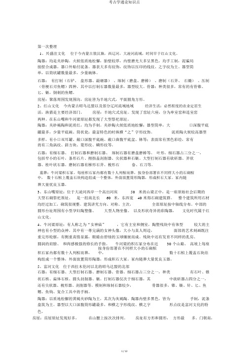 考古学通论知识点