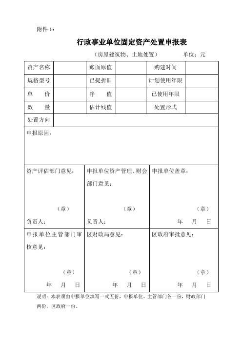 资产处置申报表