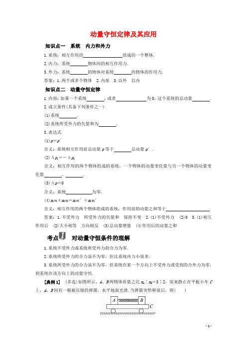 动量守恒定律及其应用