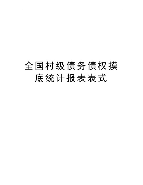 最新全国村级债务债权摸底统计报表表式