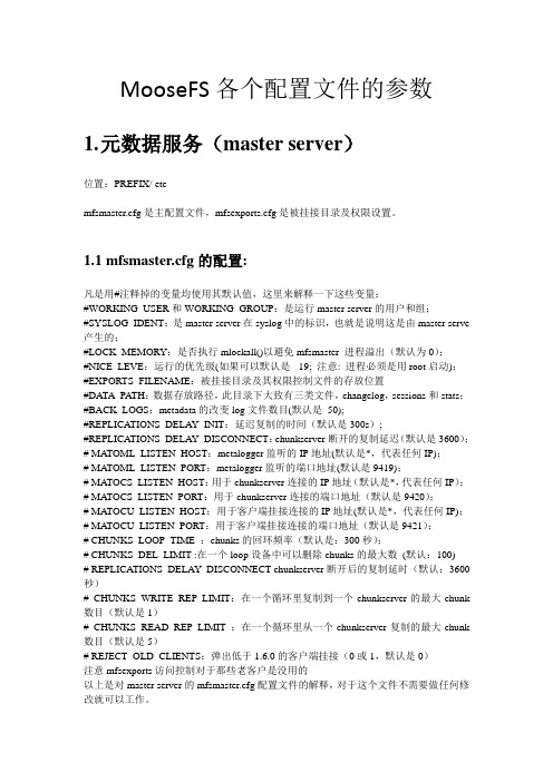 MooseFS各个配置文件的参数