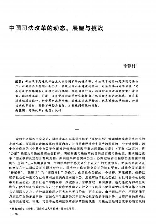 中国司法改革的动态、展望与挑战