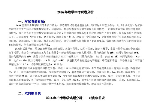 【VIP专享】2014年中考数学试题分析1