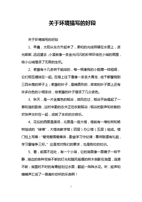 关于环境描写的好段