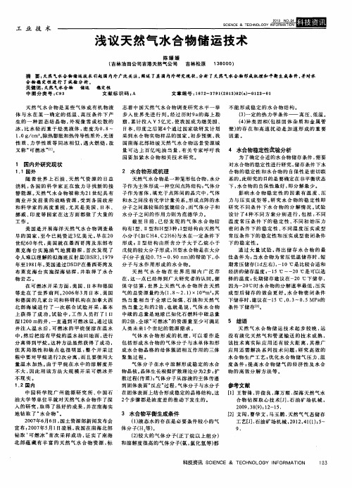 浅议天然气水合物储运技术