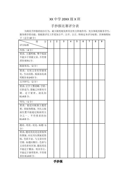 手抄报比赛评分表手抄报.doc