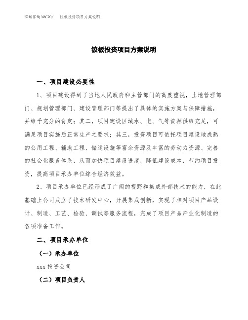 (立项)铰板投资项目方案说明