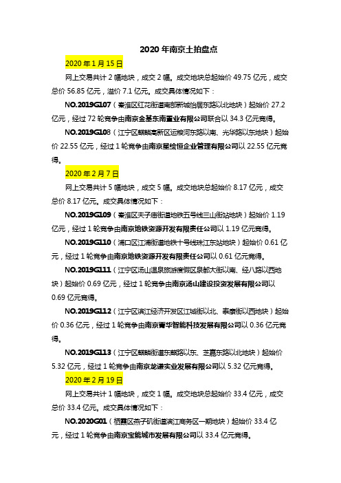 2020南京全年土拍年终汇总版