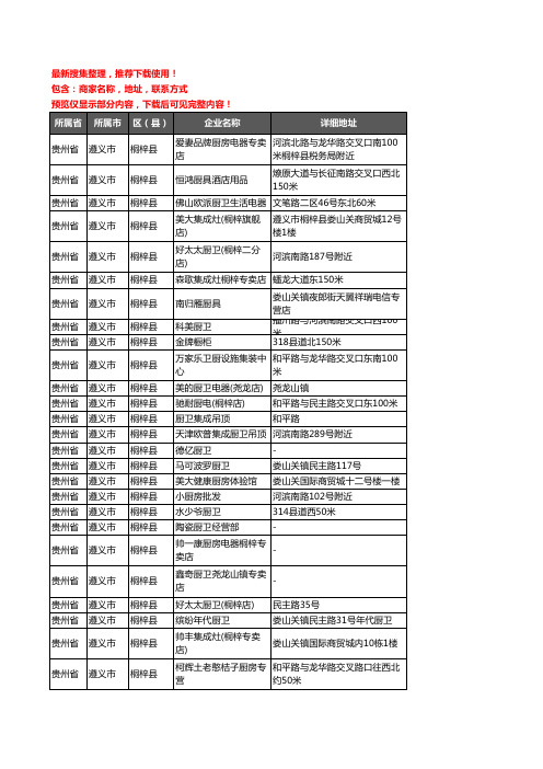 新版贵州省遵义市桐梓县厨卫电器企业公司商家户名录单联系方式地址大全59家