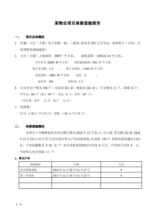 某物业项目承接查验报告