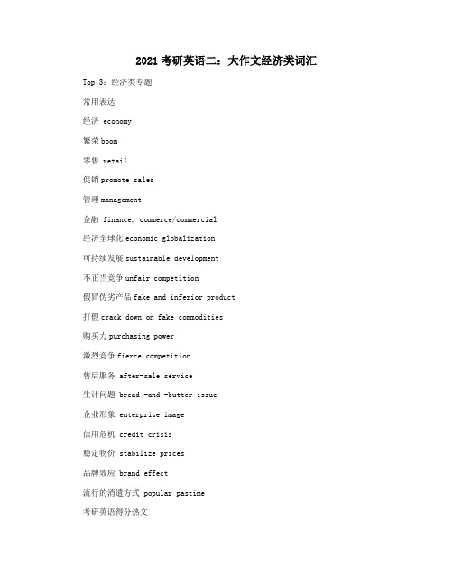2021考研英语二：大作文经济类词汇