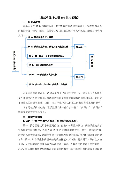 (苏教版)一年级下册第3单元知识点整理