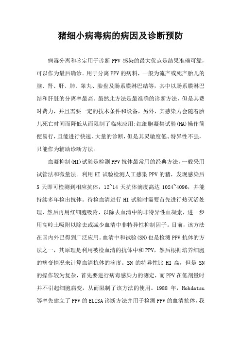 猪细小病毒病病因及诊断预防