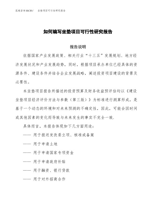 如何编写坐垫项目可行性研究报告