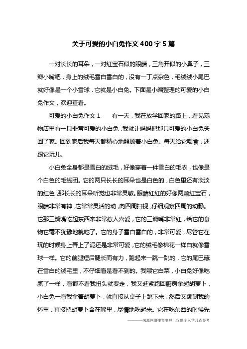 关于可爱的小白兔作文400字5篇