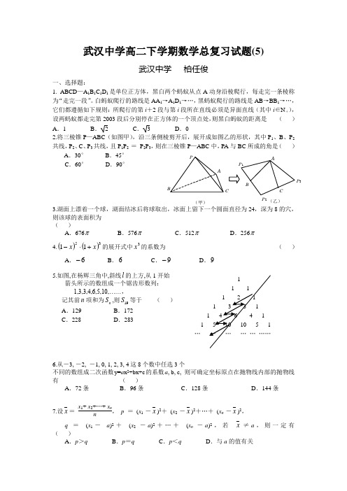 武汉中学高二下学期数学总复习试题(5)