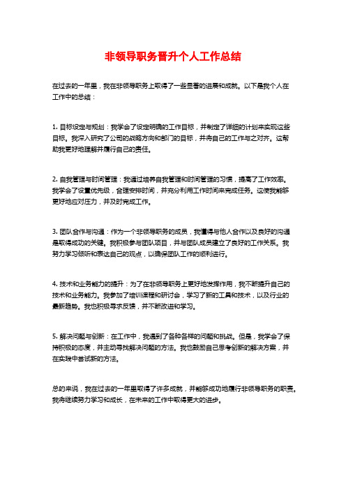 非领导职务晋升个人工作总结