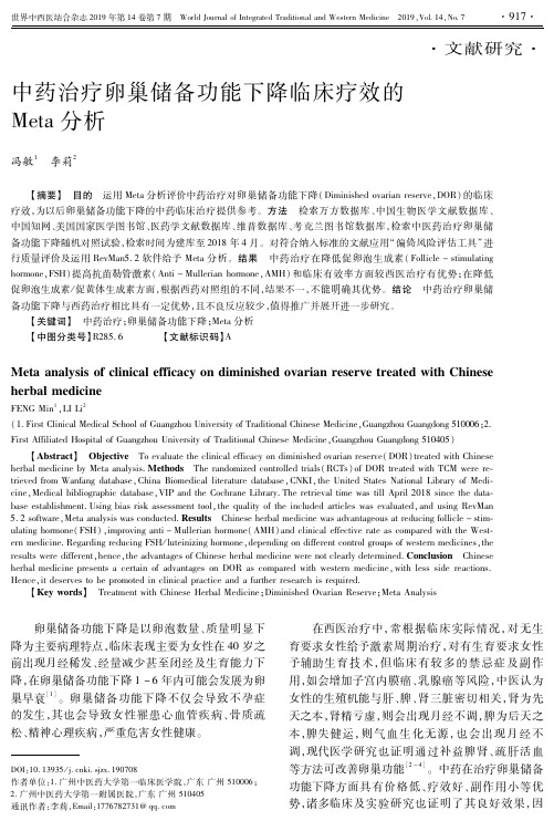 中药治疗卵巢储备功能下降临床疗效的Meta分析