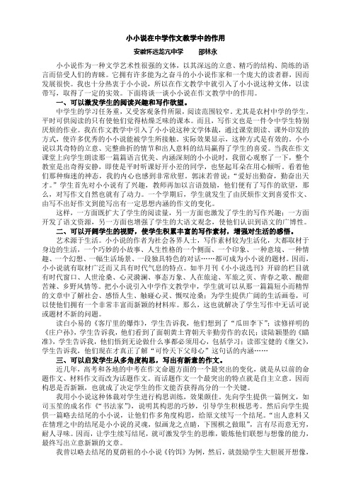 小小说在中学作文教学中的作用