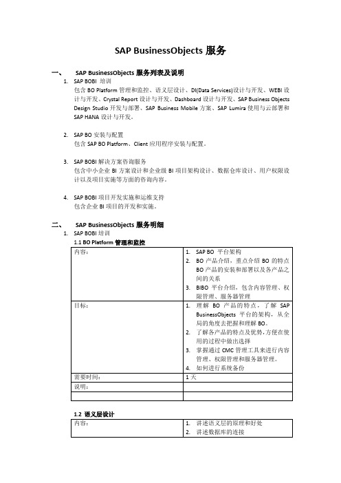 SAP BusinessObjects服务内容