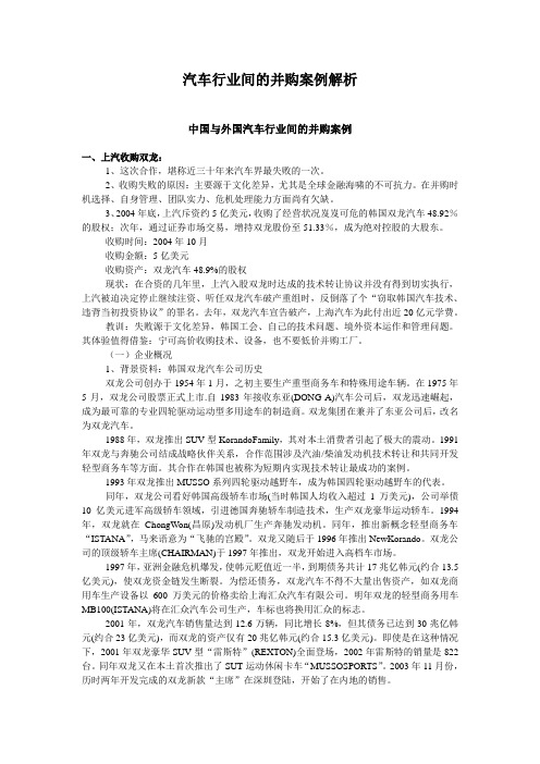 汽车行业间的并购案例解析