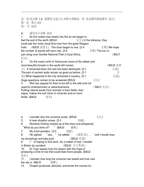高一英语必修1-4册教材总复习(译林牛津版高一英语必修四教案教学设计)2782
